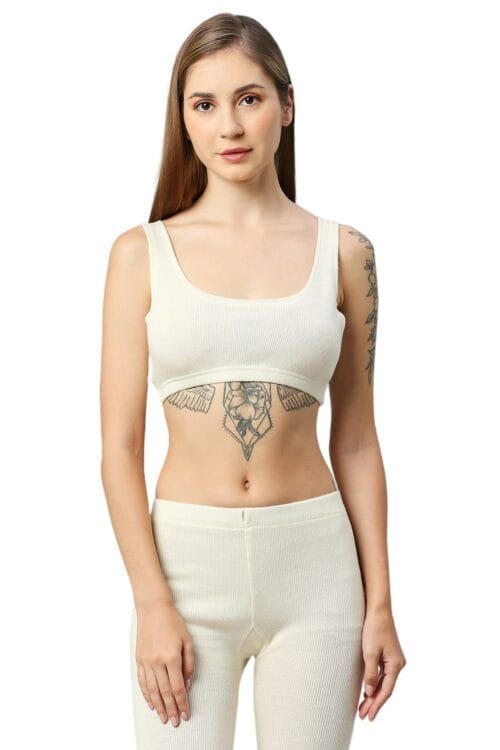 Pure Wool Sleeveless Ribbed Crop Top